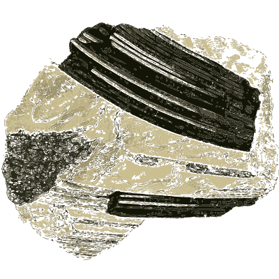 Black crystal blades across pale rock - British Mineralogy, Volume 4 - 1811