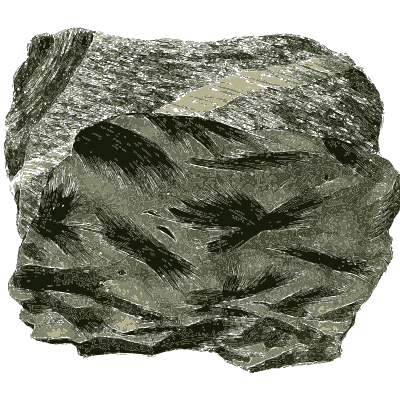 Dark grey rock with fibrous streaks - British Mineralogy, Volume 4 - 1811