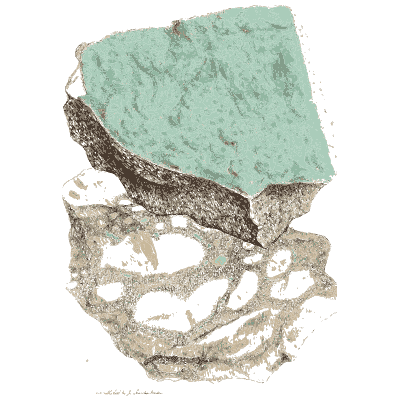 Pale green stone on pebble rock - Exotic Mineralogy, Volume 1 - 1811