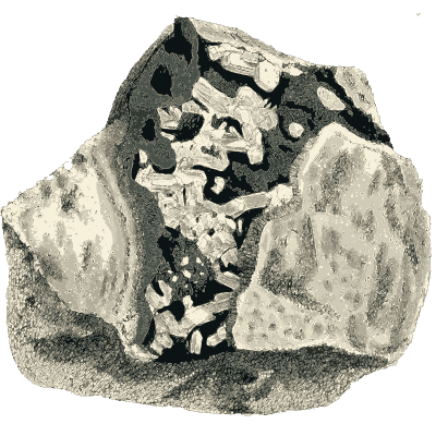 White crystals in dark rock - Exotic Mineralogy, Volume 1 - 1811