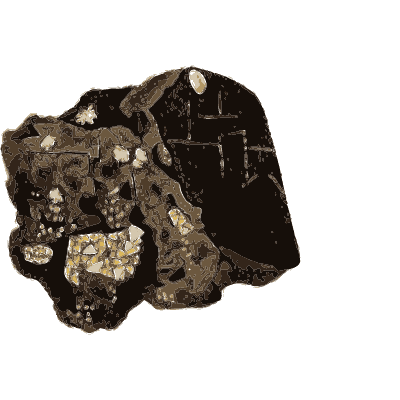 Pale crystals in black rock - Exotic Mineralogy, Volume 1 - 1811