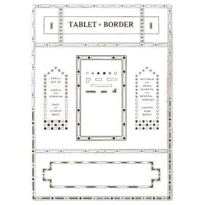 Tablet and border ornaments - Specimens of Point Line Type: Borders, Ornaments, Brass Rules - 1908