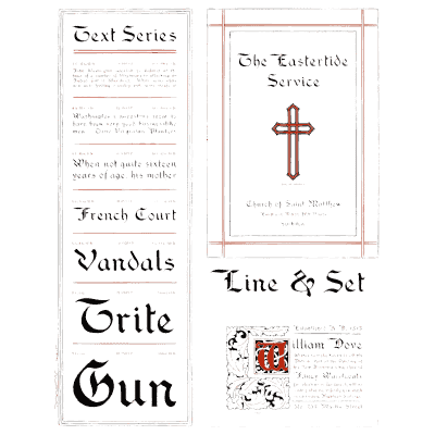 Text series blackletter specimens - Specimens of Point Line Type: Borders, Ornaments, Brass Rules - 1908