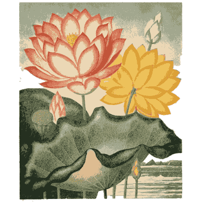 Red and yellow lotus flowers 02 - The Temple of Flora - 1807