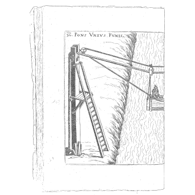 Single rope crossing with a basket - Machinae Novae - 1616