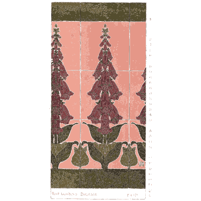 Foxglove ceramic tile panel - Étude de la Plante - 1903