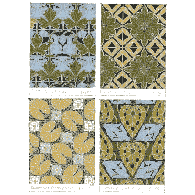 Four flower ceramic tiles - Étude de la Plante - 1903