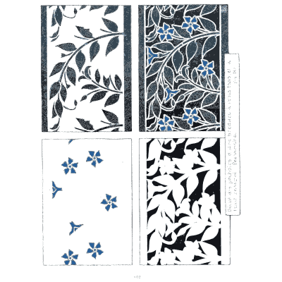 Four periwinkle textile patterns - Étude de la Plante - 1903