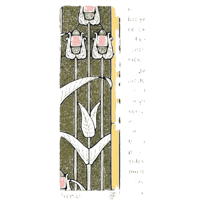 White bell flower stained glass border - Étude de la Plante - 1903