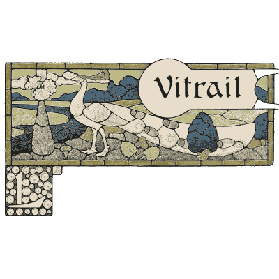 Stained glass headpiece with heron - Étude de la Plante - 1903