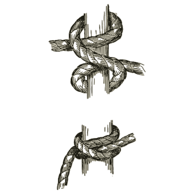 Clove hitches on a spar - Knots, Splices and Rope Work - 1912