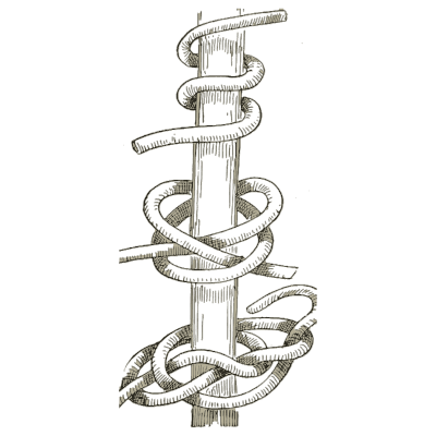 Rolling hitches on a pole - Knots, Splices and Rope Work - 1912