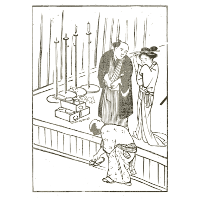 Figures at a spear stand - Yamato Jinbutsu Gafu, Volume 3 - 1799