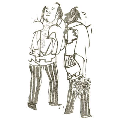 Two men standing 02 - Yamato Jinbutsu Gafu, Volume 3 - 1799