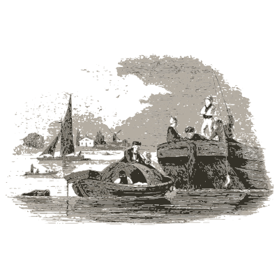 Fishermen in boats - A History of British Fishes - 1841