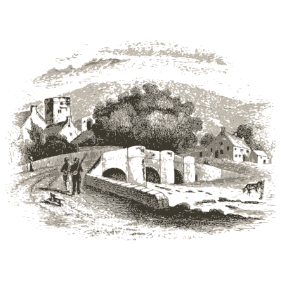 Village bridge vignette - A History of British Fishes - 1841