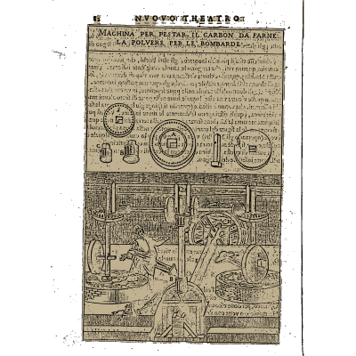 Charcoal stamping mill with tools 02 - Novo Teatro di Machine et Edificii - 1607