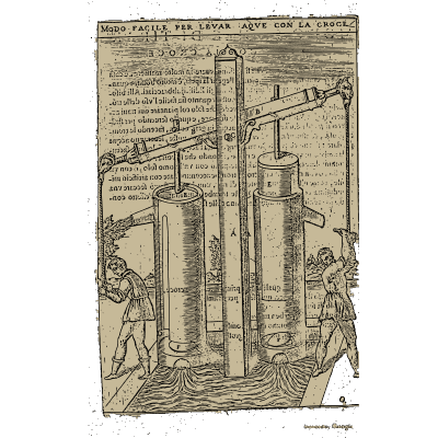 Twin cylinder water pump with a lever 02 - Novo Teatro di Machine et Edificii - 1607