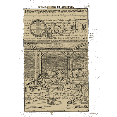Horse-driven grinding wheel 02 - Novo Teatro di Machine et Edificii - 1607
