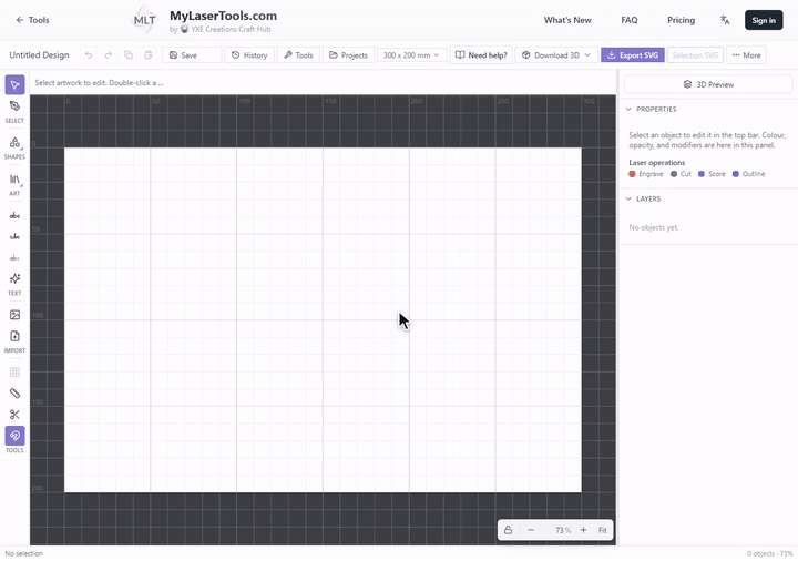 Formas en blanco en el editor de diseños