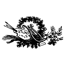 Garland with scythe and rake