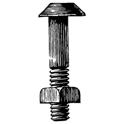 Round headed bolt with nut
