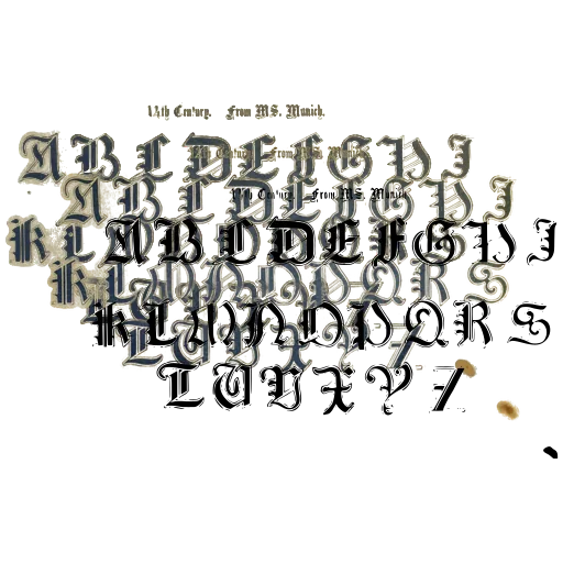 Romanesque capitals alphabet