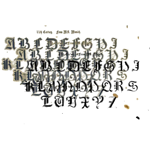 Romanesque capitals alphabet