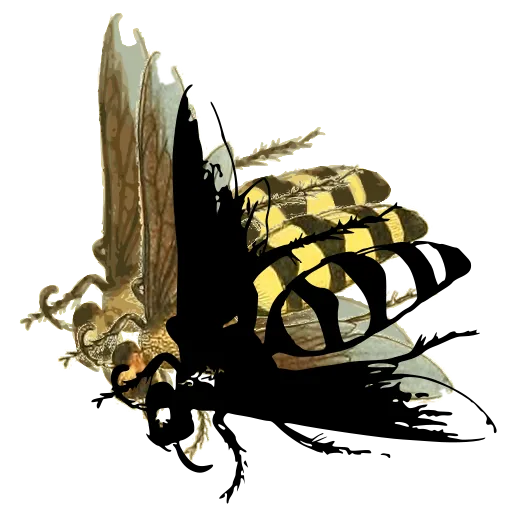 Striped wasp in side view