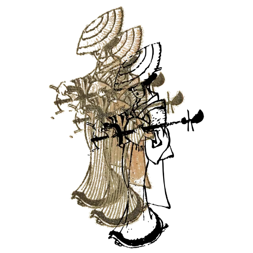 Figure with a fan and hat