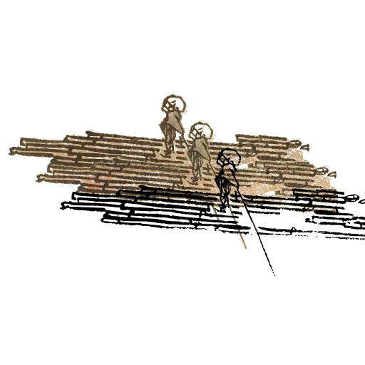 Figure on a raft