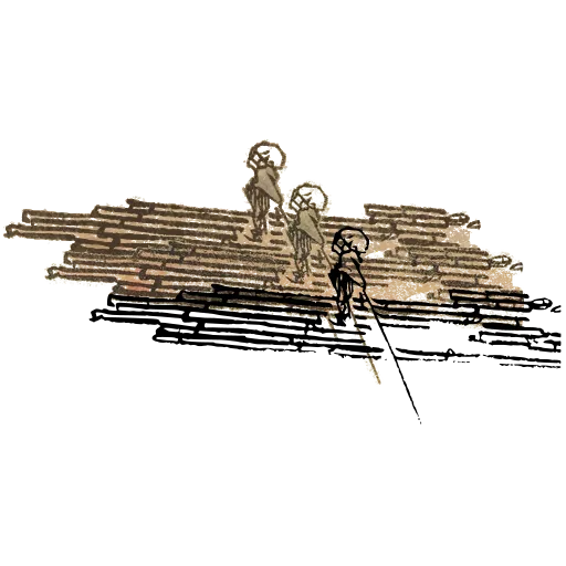 Figure on a raft