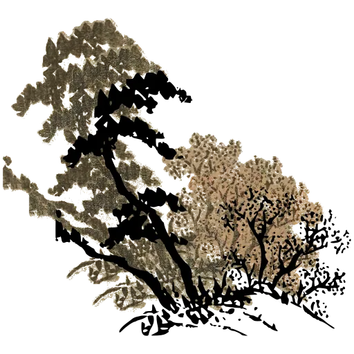 Pine and blossom on a bank