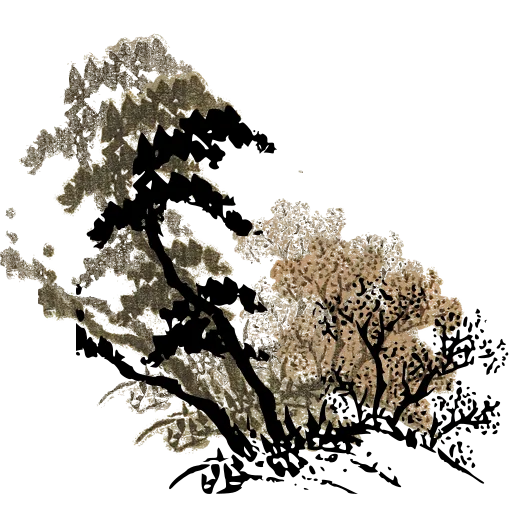 Pine and blossom on a bank